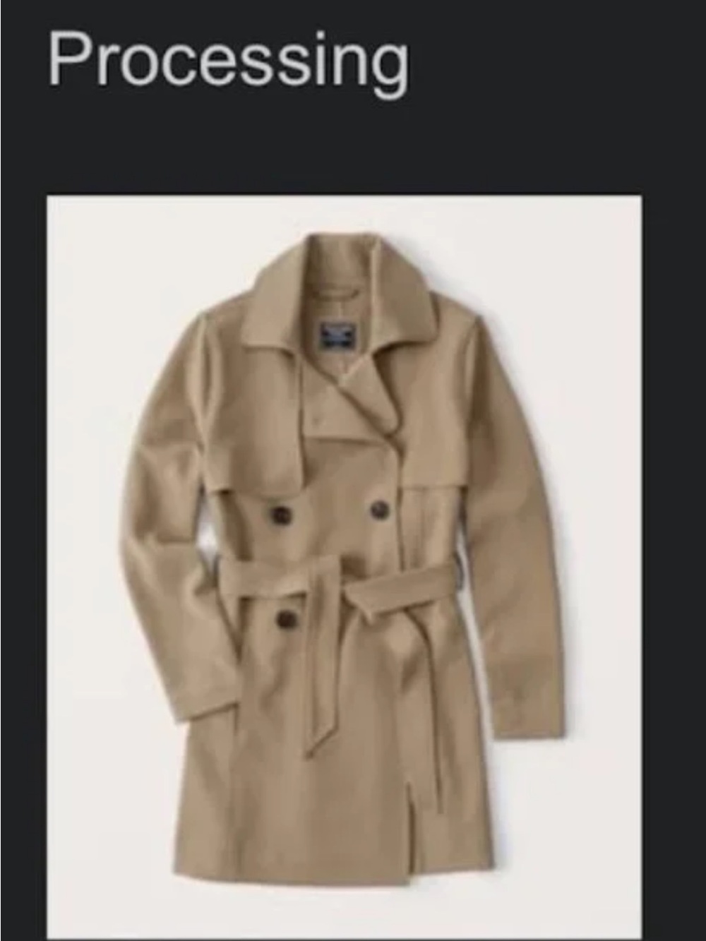 Abercrombie & Fitch Tan Double-Breasted Trench Coat with Belt